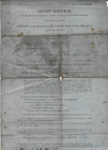 Arthur McArdle WW1 enlistment page 1