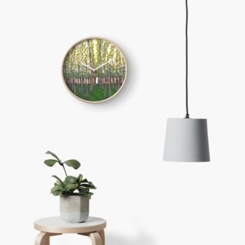 Birch Grove - Redbubble clock on wall