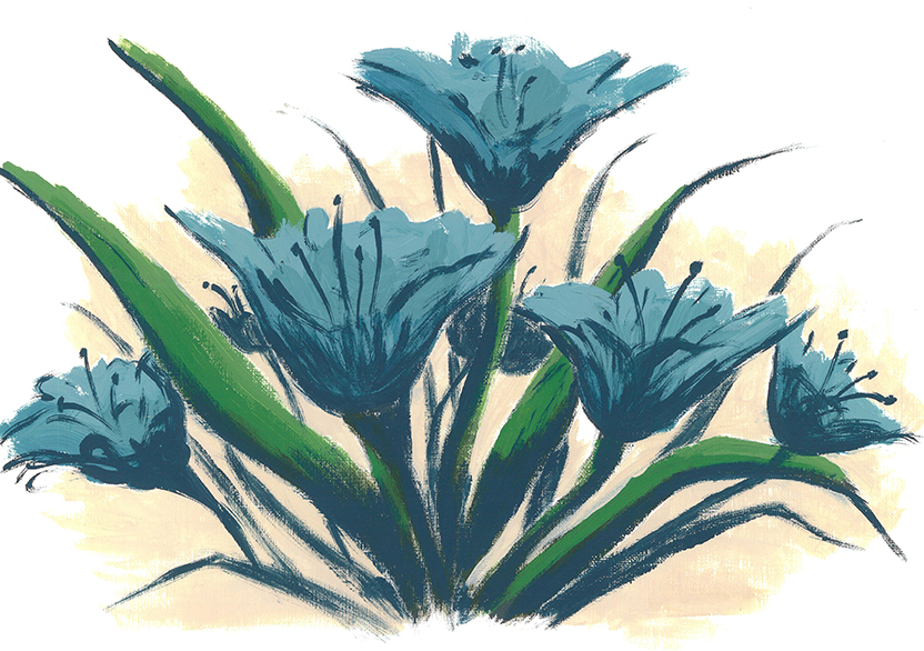 Blue Lily Day - acrylic on paper (c) Jennifer Mosher