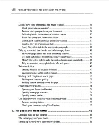 Format your book for print - Contents pg 2