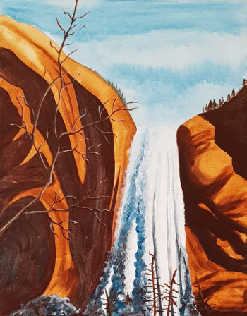 Red Rock Waterfall - acrylic on stretched canvas (c) Jennifer Mosher