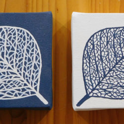 Lace Leaves - blue and white pair
