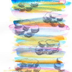 Rainbow Clouds - watercolour and ink (c) Jennifer Mosher