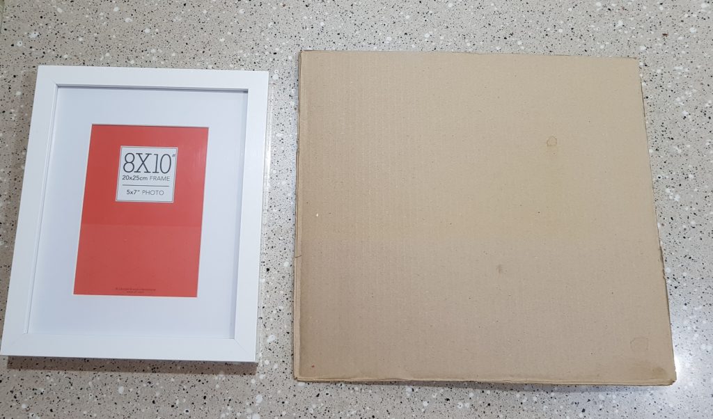 Find and prepare your 'canvas' - I cut my card to fit a frame a wanted to use