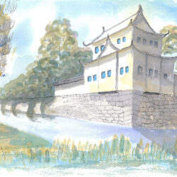 Nijo-jo Castle, Kyoto - watercolour (c) Jennifer Mosher