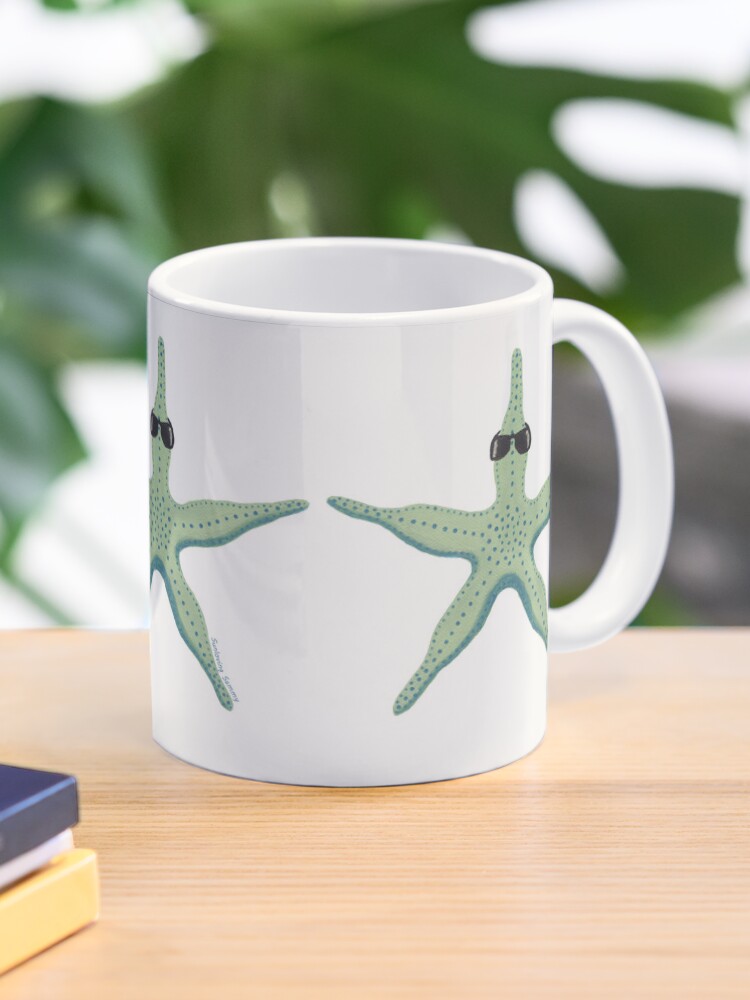 Green starfish wearing black sunglasses